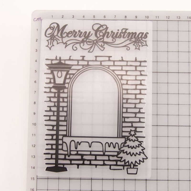Arbuya Christmas Deck The Hall Plastic Embossing Folders for Card Making or Journaling Wall Bricks DIY Template Photo Album Paper Handmade Scrapbooking Craft Decoration Mold - Image 2
